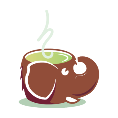 The logo for the Hachyderm Mastodon website which looks like a Mastodon head-shaped mug with the trunk curved up like the handle of the mug. The top of the head looks like a cup filled to the brim with hot coffee or team with a little wisp of steam coming up. It gives the inviting feeling of conversation.
